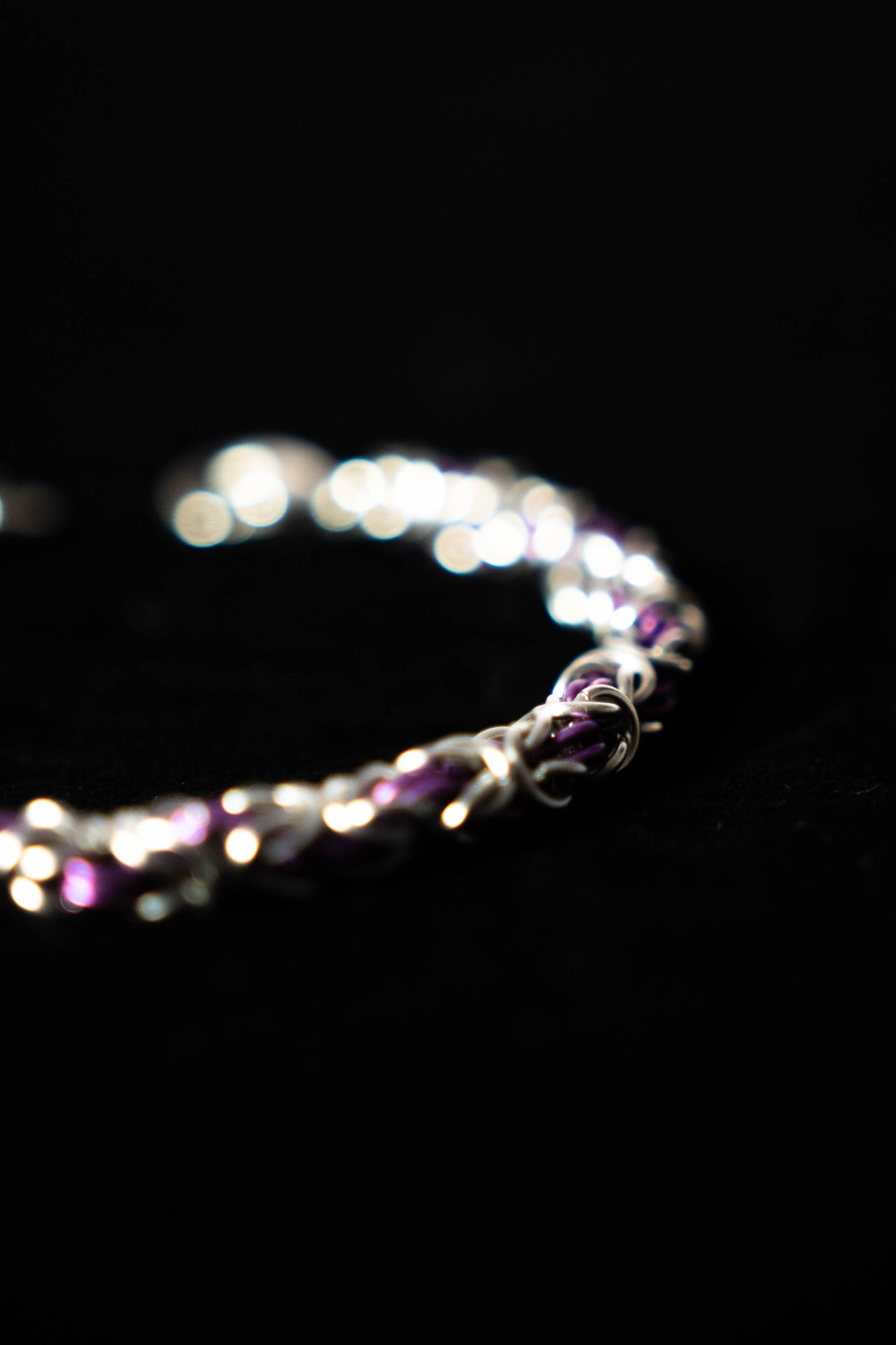 Bracelet en maille bicolore (Argent - Mauve)