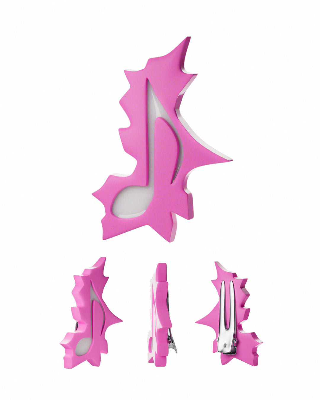 Barrette note de musique rose