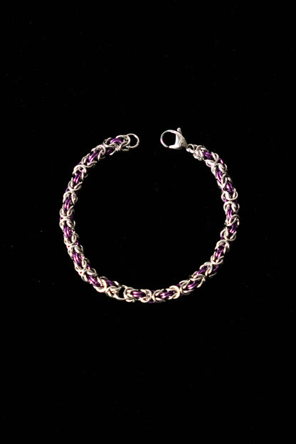 Bracelet en maille bicolore (Argent - Mauve)