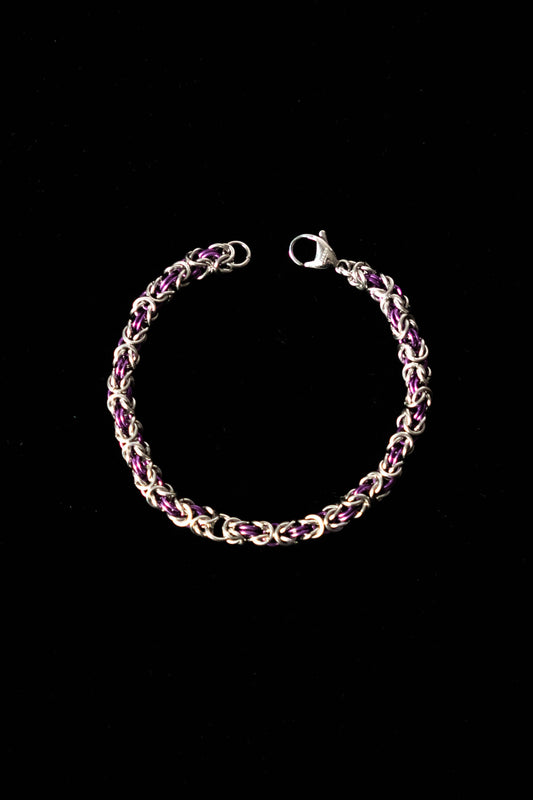 Bracelet en maille bicolore (Argent - Mauve)