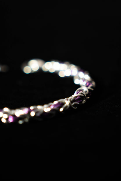 Bracelet en maille bicolore (Argent - Mauve)
